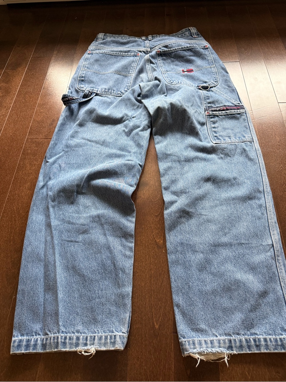 Vintage Bugle Boy Flag Baggy 90’s Embroidered Carpenter Cargo Denim Jeans - Picture 4 of 6